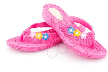 Pink flip flops isolated on white background.