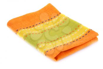 Colorful kitchen towel isolated on white background.