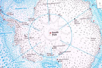South Pole and Antarctica map.