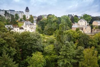 The Sacred heart church and park in Luxembourg city.