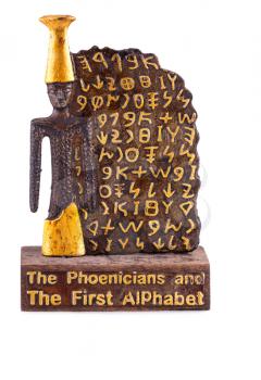 Phoenicians alphabet souvenir isolated on white background.