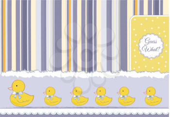 Royalty Free Clipart Image of a Baby Announcement Card With Ducks