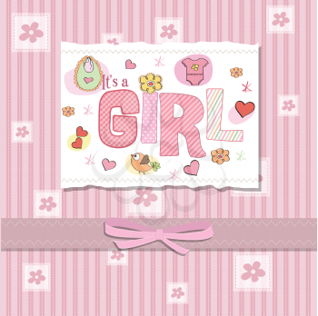 Royalty Free Clipart Image of a Baby Girl Birth Announcement