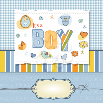 Royalty Free Clipart Image of a Baby Boy Birth Announcement