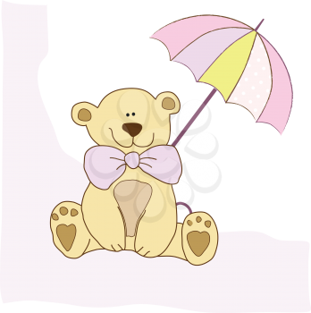Royalty Free Clipart Image of a Bear Holding an Umbrella