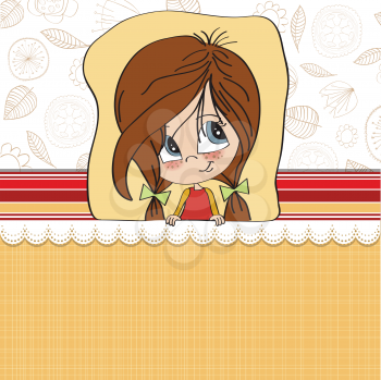 Royalty Free Clipart Image of a Smiling Girl on a Background