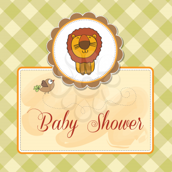 Royalty Free Clipart Image of a Baby Shower Invitation With a Lion