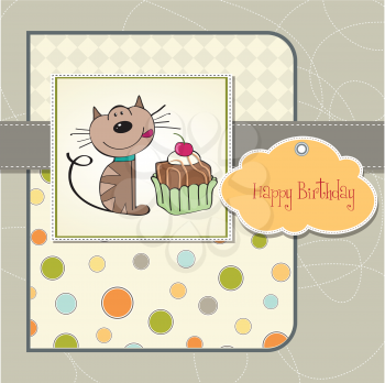 Royalty Free Clipart Image of a Birthday Gift With a Cat