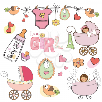 Royalty Free Clipart Image of Baby Girl Elements