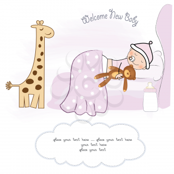 Royalty Free Clipart Image of a Girl Birth Announcement