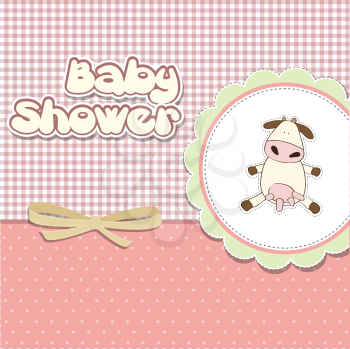 Royalty Free Clipart Image of a Baby Shower Card With a Cow