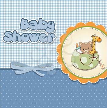 Royalty Free Clipart Image of a Baby Shower Invitation With Toys