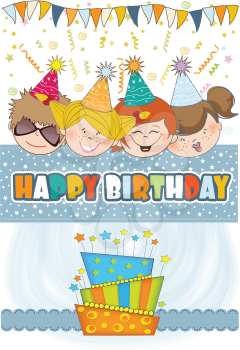 Royalty Free Clipart Image of Children Celebrating a Birthday