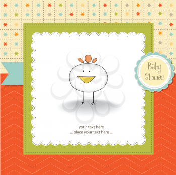 Royalty Free Clipart Image of a Baby Shower Card With a Chicken
