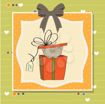 Royalty Free Clipart Image of a Bear in a Gift
