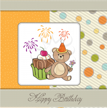 Royalty Free Clipart Image of a Birthday Card With a Bear