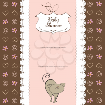 Royalty Free Clipart Image of Baby Shower Card With a Cat