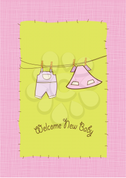 Royalty Free Clipart Image of a Baby Announcement Card for a Girl