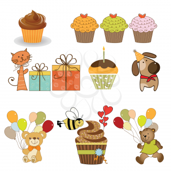Royalty Free Clipart Image of Birthday Elements