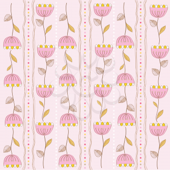 Royalty Free Clipart Image of a Seamless Floral Pink Background