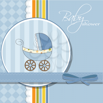 Royalty Free Clipart Image of a Baby Buggy on a Shower Invitation