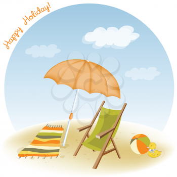 Royalty Free Clipart Image of a Chair on a Beach