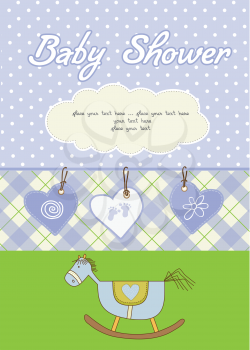 new baby boy shower card with cute pacifier