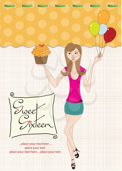 Sweet Sixteen Birthday card with young girl