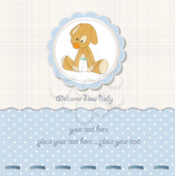 baby shower card with puppy, vector illustration