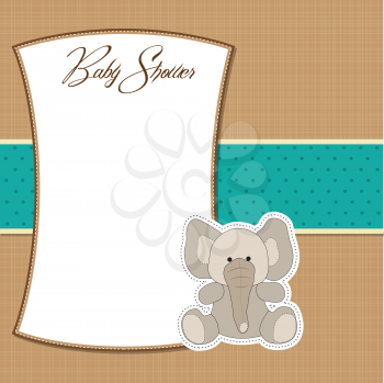 romantic baby announcement card with elephant, vector format