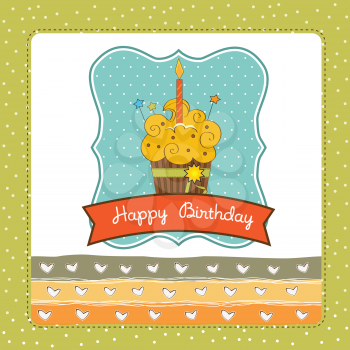 Happy Birthday cupcake, vector illustration