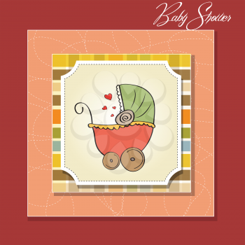 new baby announcement card with stroller