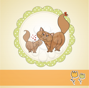 new baby kitten with his mother, vector illustration