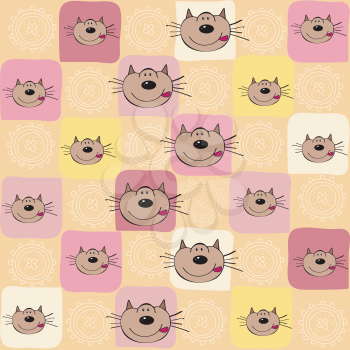 childish seamless pattern with cats, vector illustration