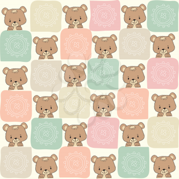 childish seamless pattern with teddy bear, vector illustration
