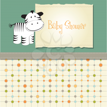 cute baby shower card with zebra, vector illustration