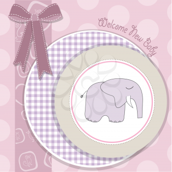 new little girl arrived, shower card with little pink elephant