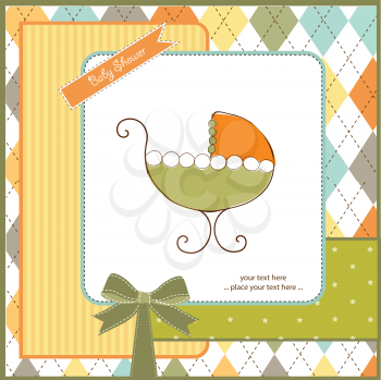 baby  shower card with stroller