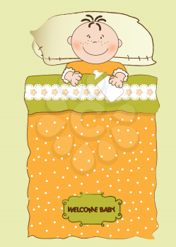 baby shower invitation with a child sleeping in his crib