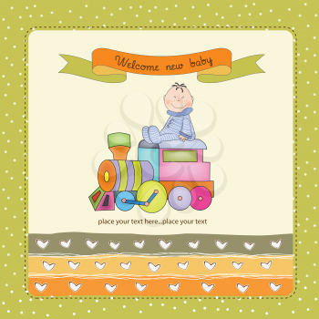 baby  shower card with toy train, illustration in vector format
