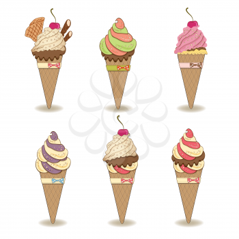 icecream items set isolated on white background, vector illustration