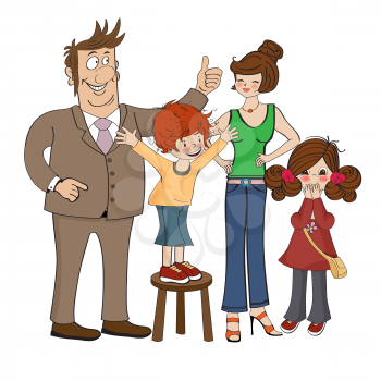 happy family isolated on white background, vector illustration