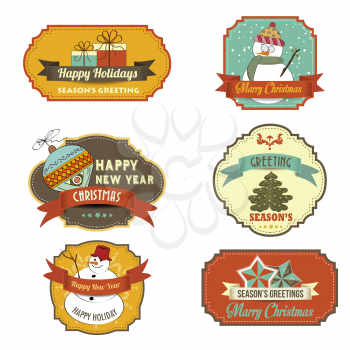 Royalty Free Clipart Image of Vintage Christmas Labels