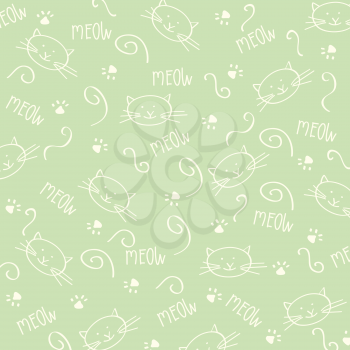 Cartoon seamless pattern with cute cats, vector format