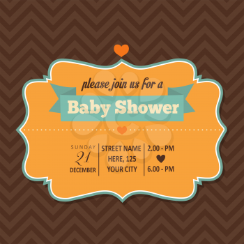 baby shower invitation in retro style, vector format