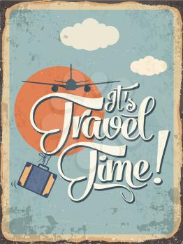 Retro metal sign it's travel time, eps10 vector format
