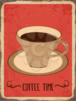 Retro metal sign Coffee time, eps10 vector format