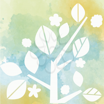 watercolor background with tree, vector format