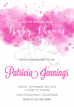 Gorgeous watercolor baby shower invitation, vector format