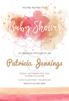 Gorgeous watercolor baby shower invitation, vector format